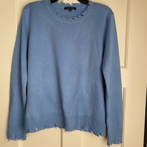 Blue distressed sweater